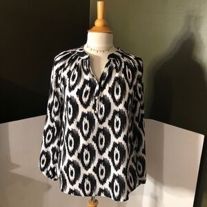 Macbeth Collection Black/White Blouse Sz S EUC